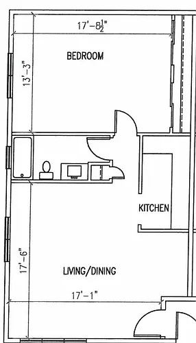 Floor plan 1 Bedroom, 1 Bathroom