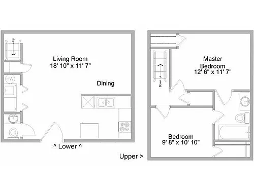 Floor plan 2 Bedroom Townhome