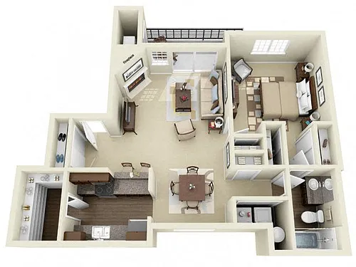 Floor plan 1x1 Large (Premium)