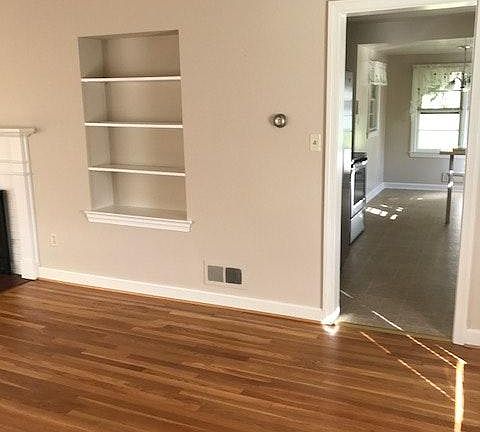 Living room looking into kitchen