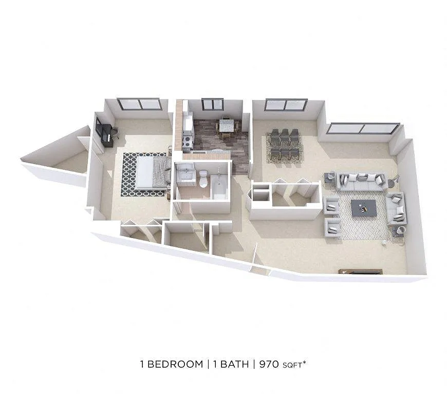 Floor plan One Bedroom-970 sqft