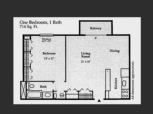 Floor plan 1 Bedroom With Balcony