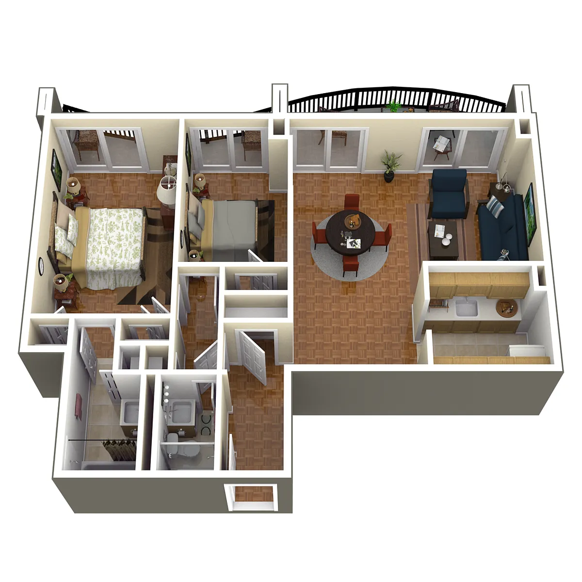 Floor plan 2 Bed 1 and a Half Bath