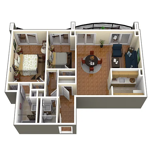 Floor plan 2 Bed 1 and a Half Bath