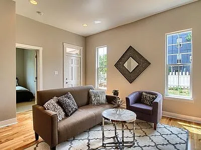 High ceilings create a welcoming space