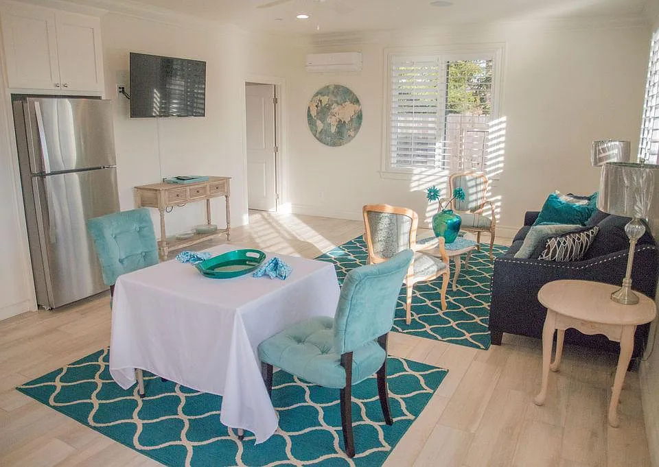 Sleeper sofa and spacious living area