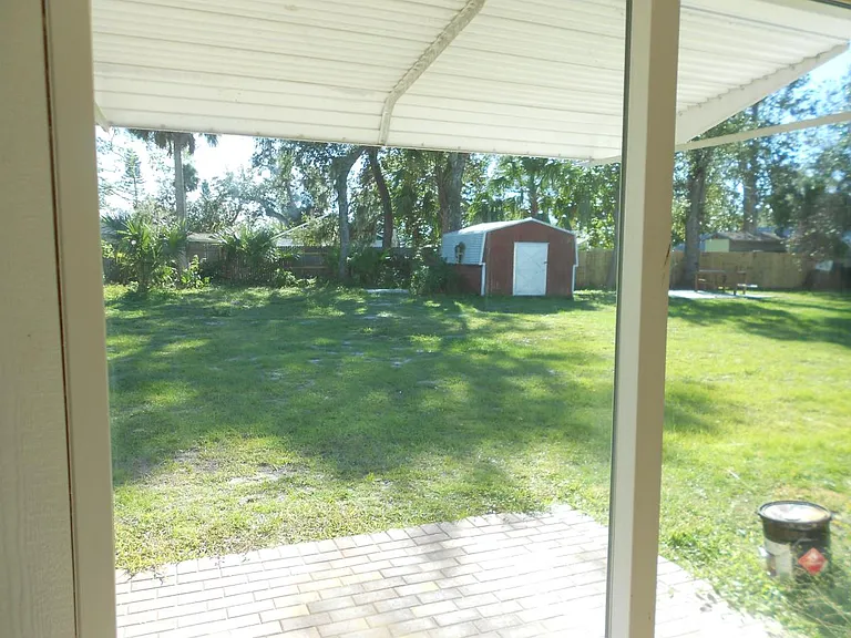 Back yard with storage shed