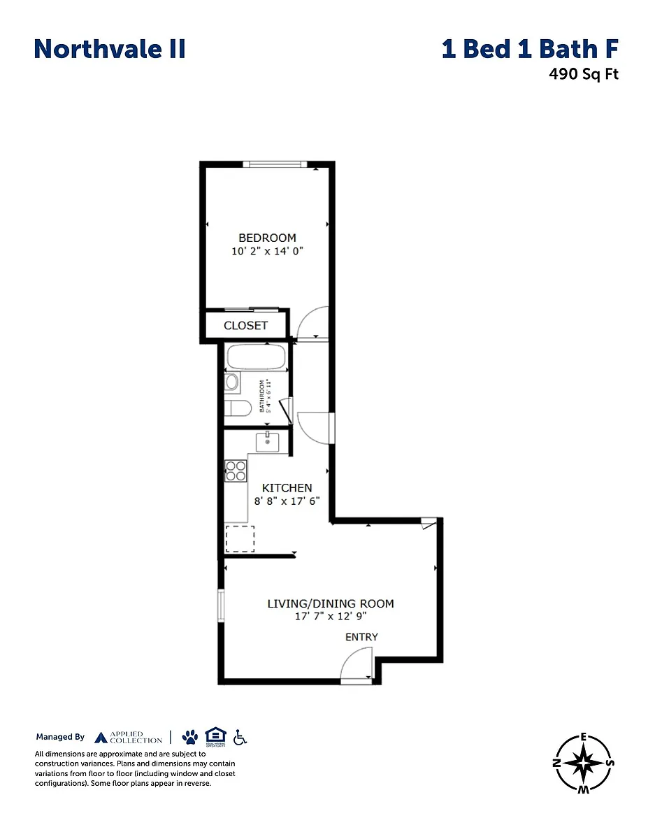 Floor plan 1 Bed 1 Bath F