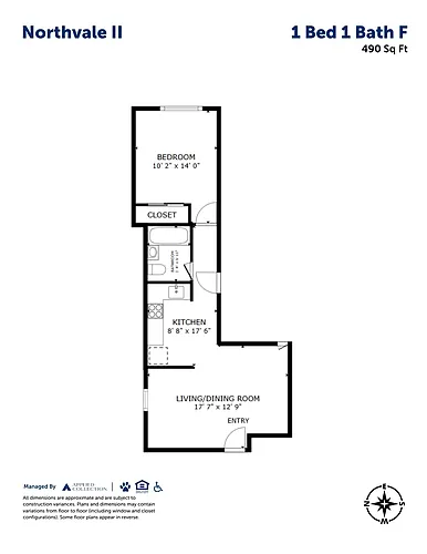 Floor plan 1 Bed 1 Bath F