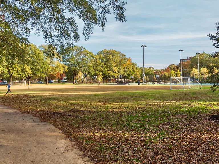 Surrounded by parks and green spaces.