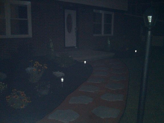 Night shot of the front