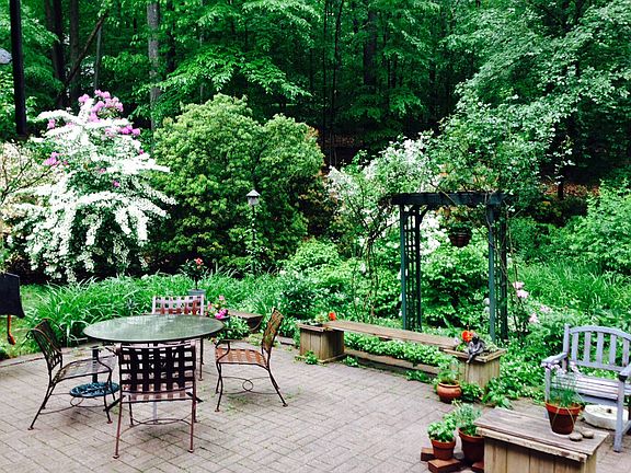 Summer garden adjoins patio