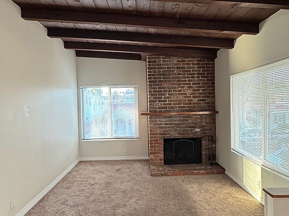 Living room with fireplace.