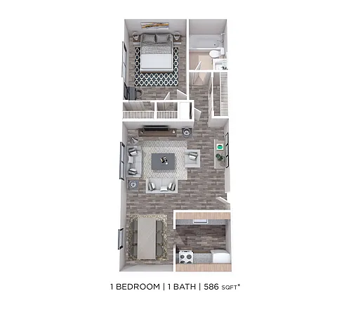 Floor plan One Bedroom/One Bathroom-585 sq ft
