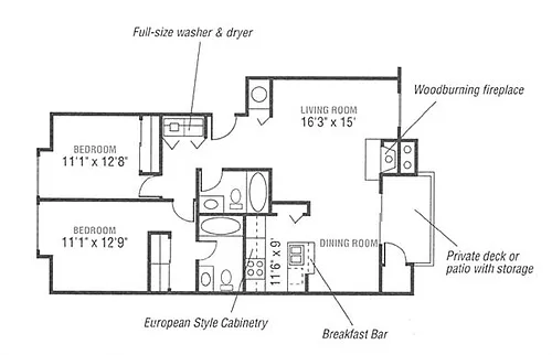 Floor plan 2 Bed 2 Bath A