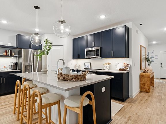 Kitchen with pendant lighting