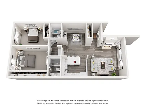 Floor plan 2BD, 2BTH F