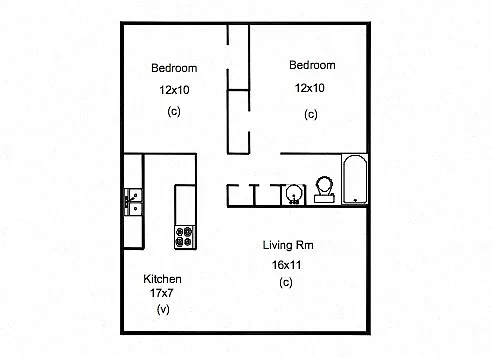Floor plan 2 bedroom 1 bath