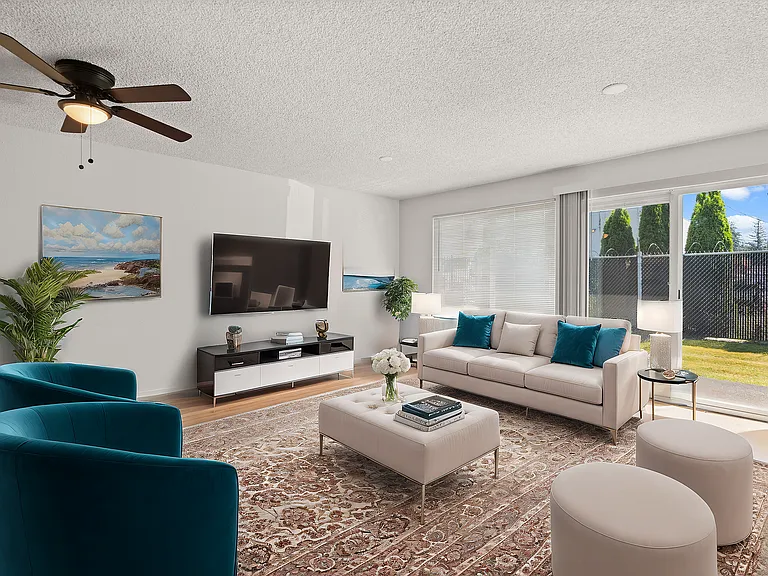 Experience comfort and style in this beautifully designed living room, perfect for relaxation and entertainment.