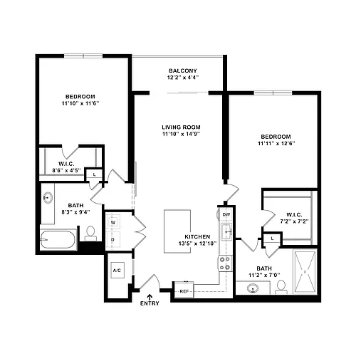 Floor plan 2 Bed/2 Bath-B4