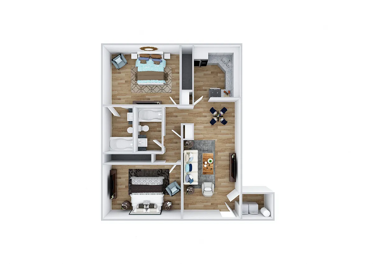 Floor plan 2 Bed, 2 Bath Classic