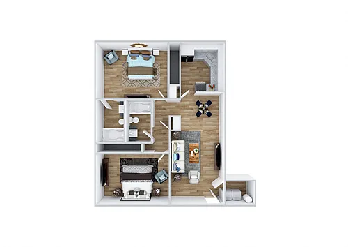 Floor plan 2 Bed, 2 Bath Classic