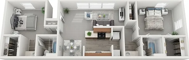 Two Bedroom Two Bathroom, 1036 sqft Two Bedroom Two Bathroom, 1036 sqft