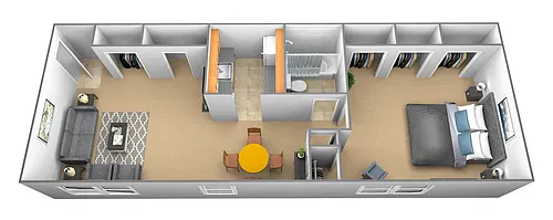 Floor plan 1 Bedroom 1 Bath - Lauren Floor Plan