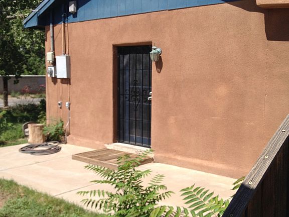 Patio space around front door.