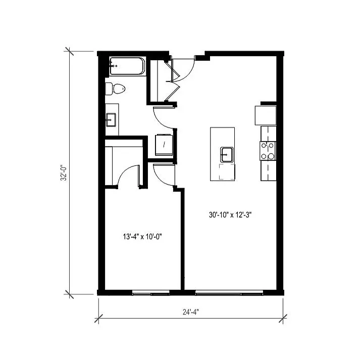 Floor plan 1 Bed/1 Bath-A26.1