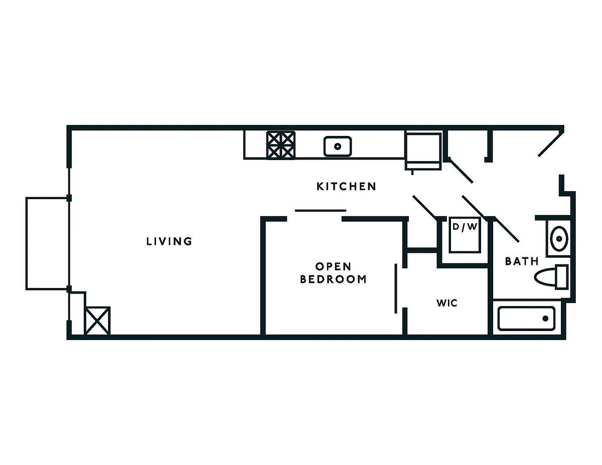 Floor plan Urban 1 Bed with Balcony