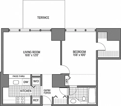 Floor plan 1 Bed 1 Bath