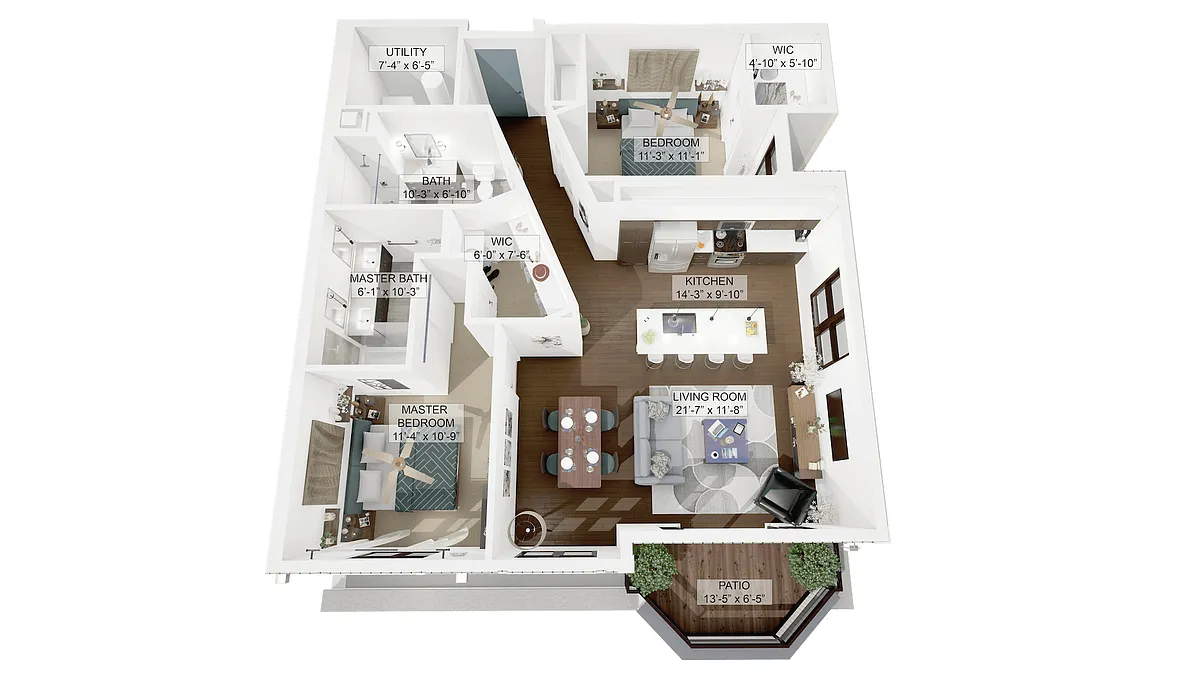 Floor plan 2 Bedroom 2 Bathroom