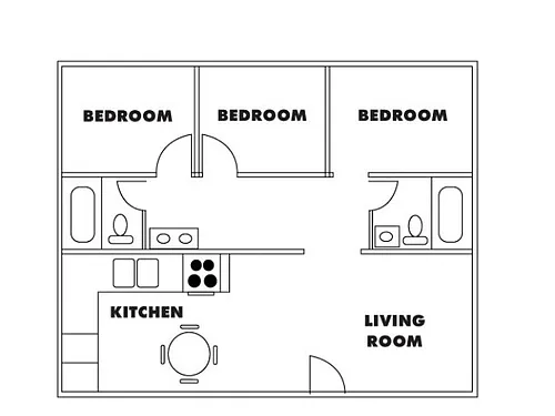 Floor plan 3 Bed 2 Bath