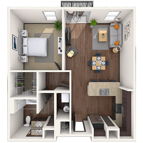Floor plan Traditional 1x1 743-748 SF