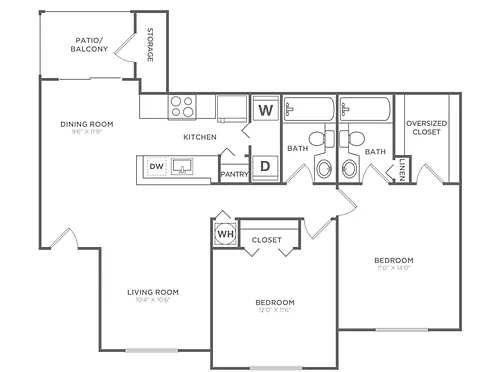 Floor plan The Villages (1100 SF)