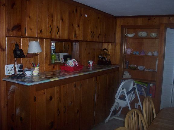 Knotty Pine cabinets in dinning room