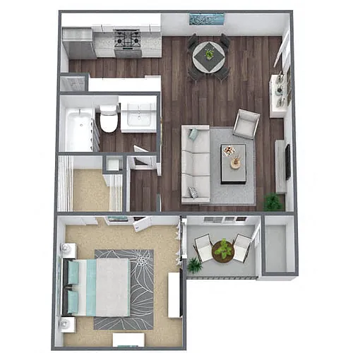 Floor plan A2: 1 Bed 1 Bath
