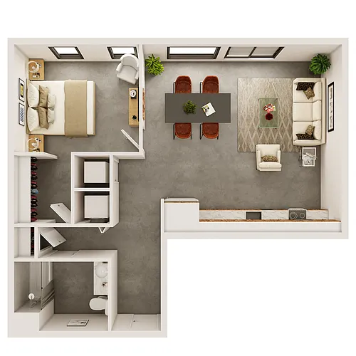 Floor plan 1 Bedroom, 1 Bathroom - 809 SQ FT