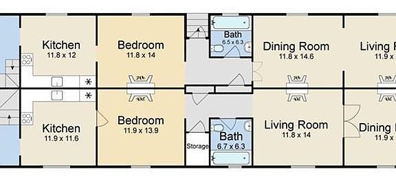 Unit available is shown on the bottom in this floorplan view.