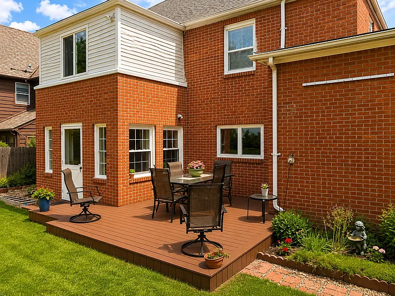 Backyard with desk and table set