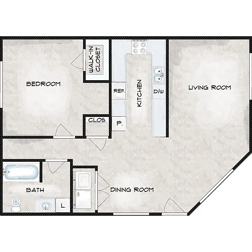 Floor plan 1 Bed 1 Bath