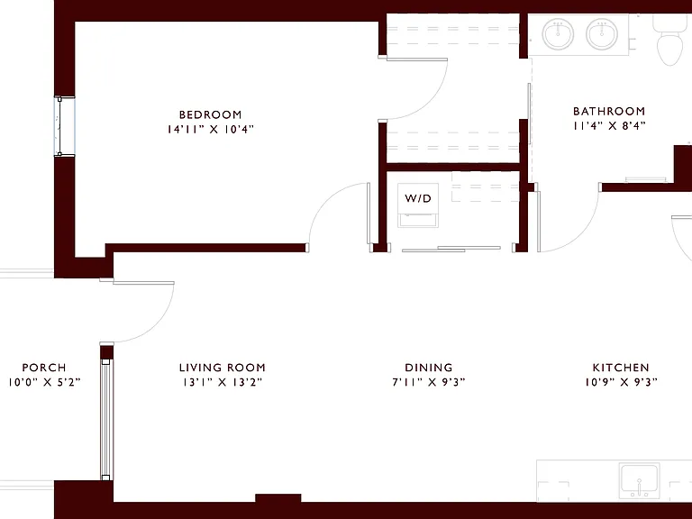 Explore this thoughtfully designed one-bedroom apartment with open living spaces and a cozy porch. Explore this thoughtfully designed one-bedroom apartment with open living spaces and a cozy porch.