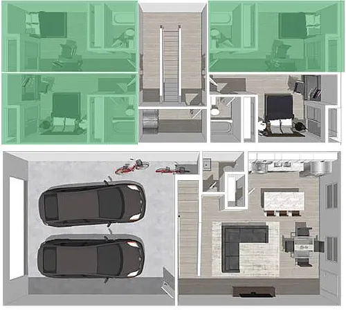 Floor plan 1-Bedroom Suite In A Townhouse (By the Bed)