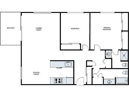Floor plan 2 Bed / 2 Bath: Type S