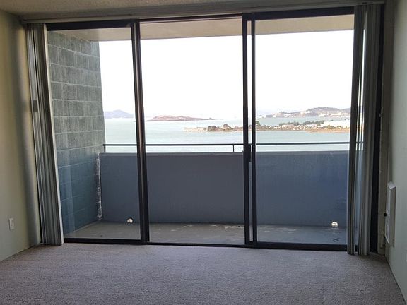 Large balcony with sliding door