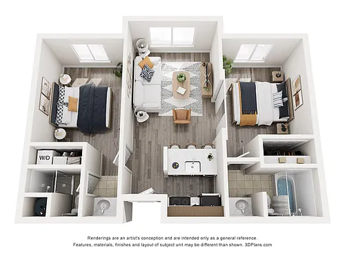 Floor plan 2 Bedroom | Two Bath | B2