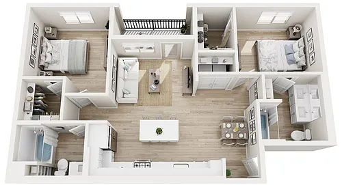 Floor plan 2 BD, 2BTH B2