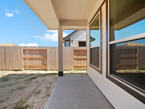 Covered patio in backyard
