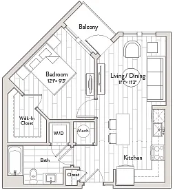 Floor plan 1 Bed/1 Bath-A1